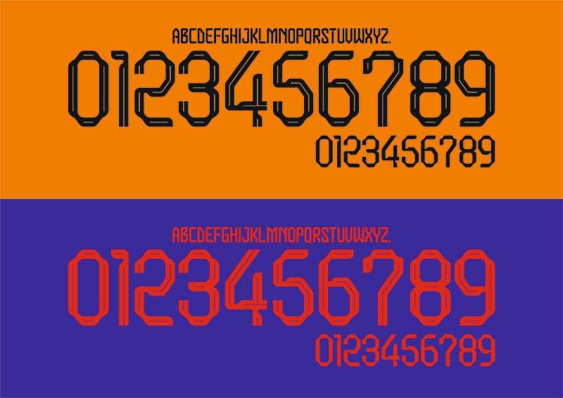 2022年世界杯荷兰队球衣字体 设计素材 sucaiwan.com