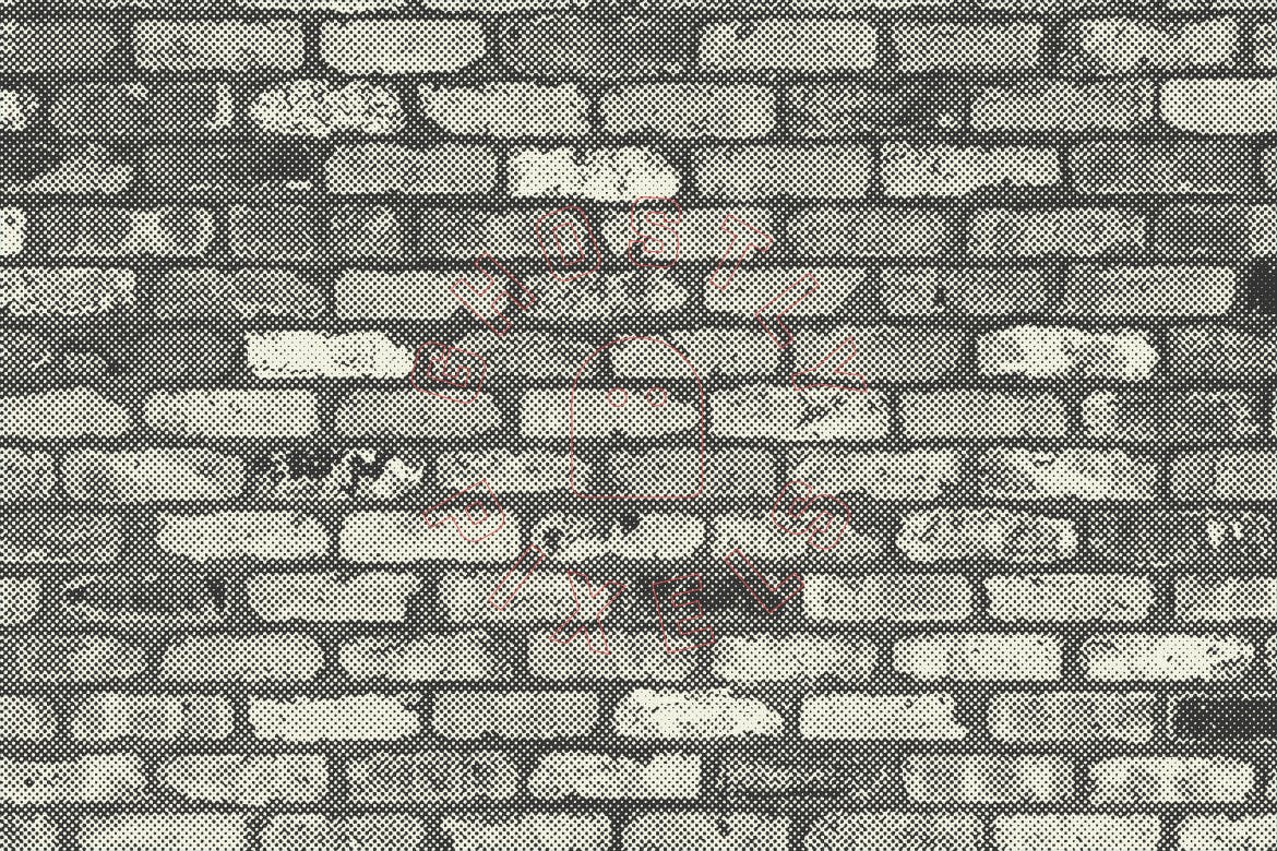 半色调砖墙&石墙纹理 Halftone Brick & Stone Wall Textures 图片素材 sucaiwan.com