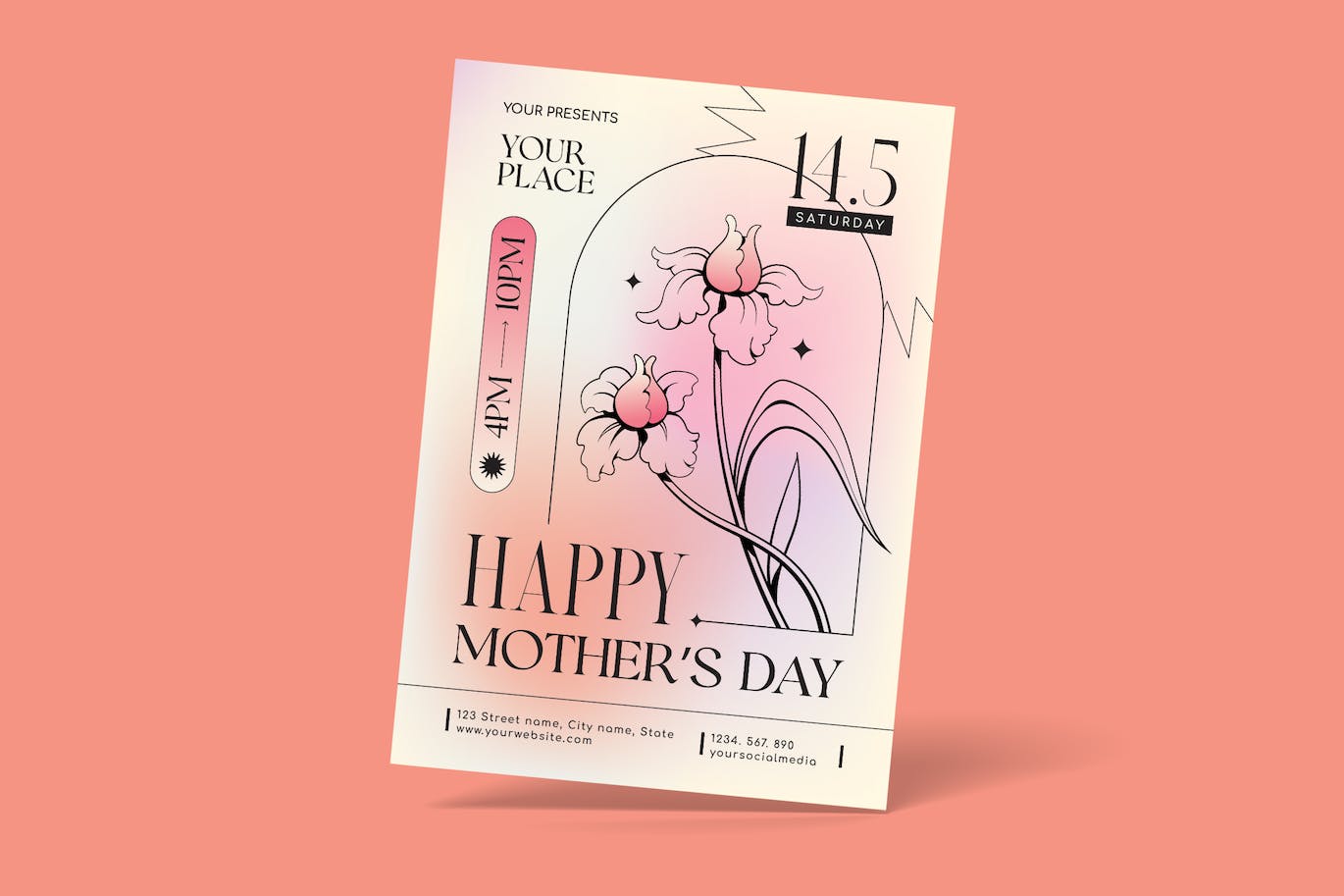 母亲节花朵海报设计模板 Mother’s Day Flyer 设计素材 sucaiwan.com