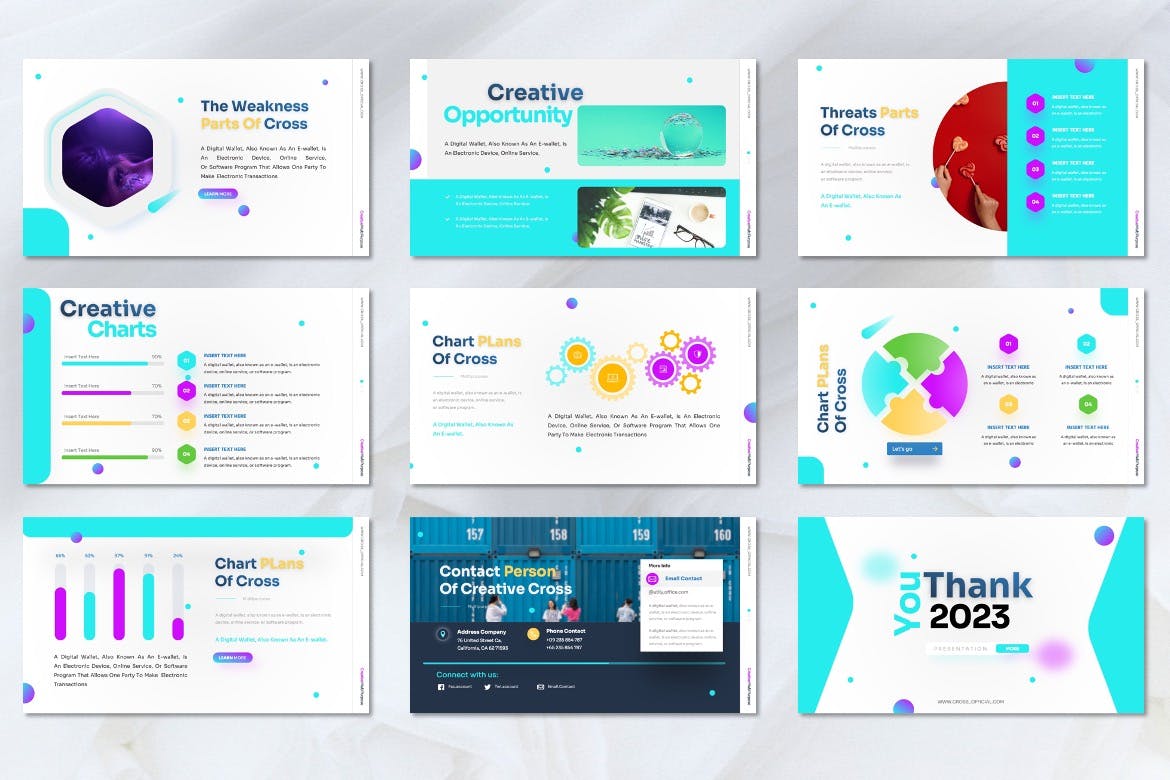 创意设计演示PPT演示文稿 Cross – Creative Powerpoint Template 幻灯图表 sucaiwan.com