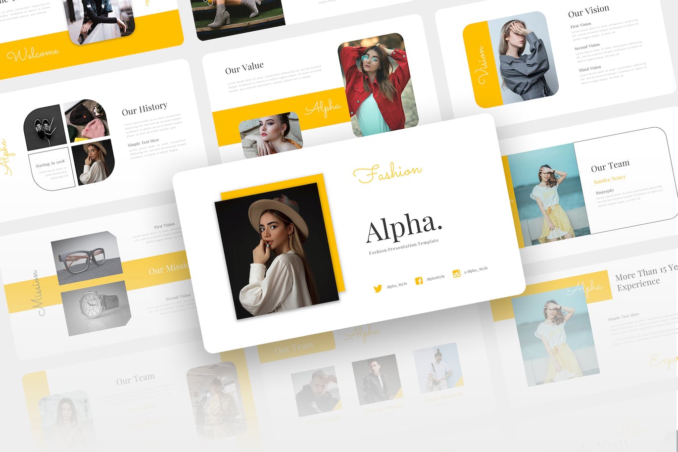 时尚模特摄影Keynote幻灯片创意模板 Alpha – Fashion Keynote Template 幻灯图表 sucaiwan.com