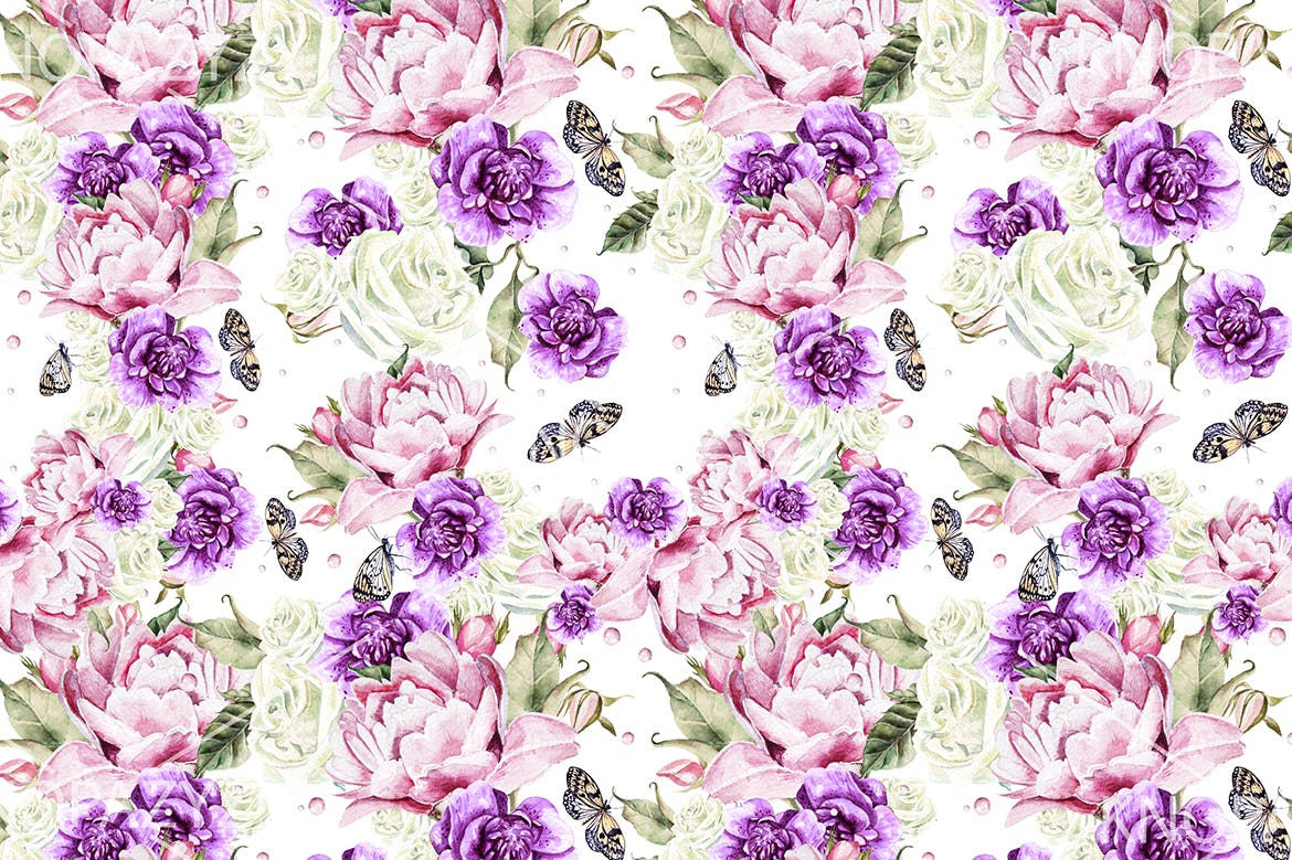 10个手绘水彩图案背景素材 10 Hand Drawn Watercolor Pattern 图片素材 sucaiwan.com