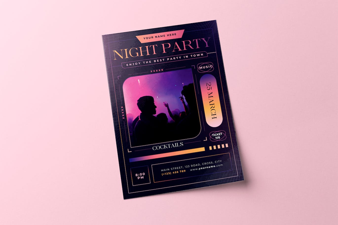 夜间酒吧派对传单设计模板 Night Party Flyer 设计素材 sucaiwan.com