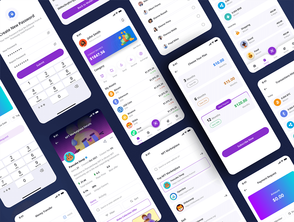 加密钱包App移动应用程序UI套件 APP UI sucaiwan.com
