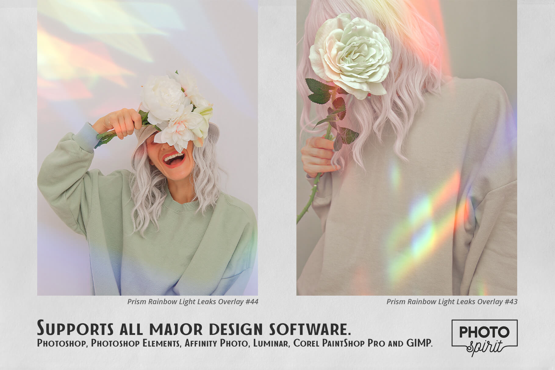 44个摄影后期棱镜彩虹光泄漏迭加JPG迭加素材 Prism Rainbow Light Leaks Overlays 图片素材 sucaiwan.com