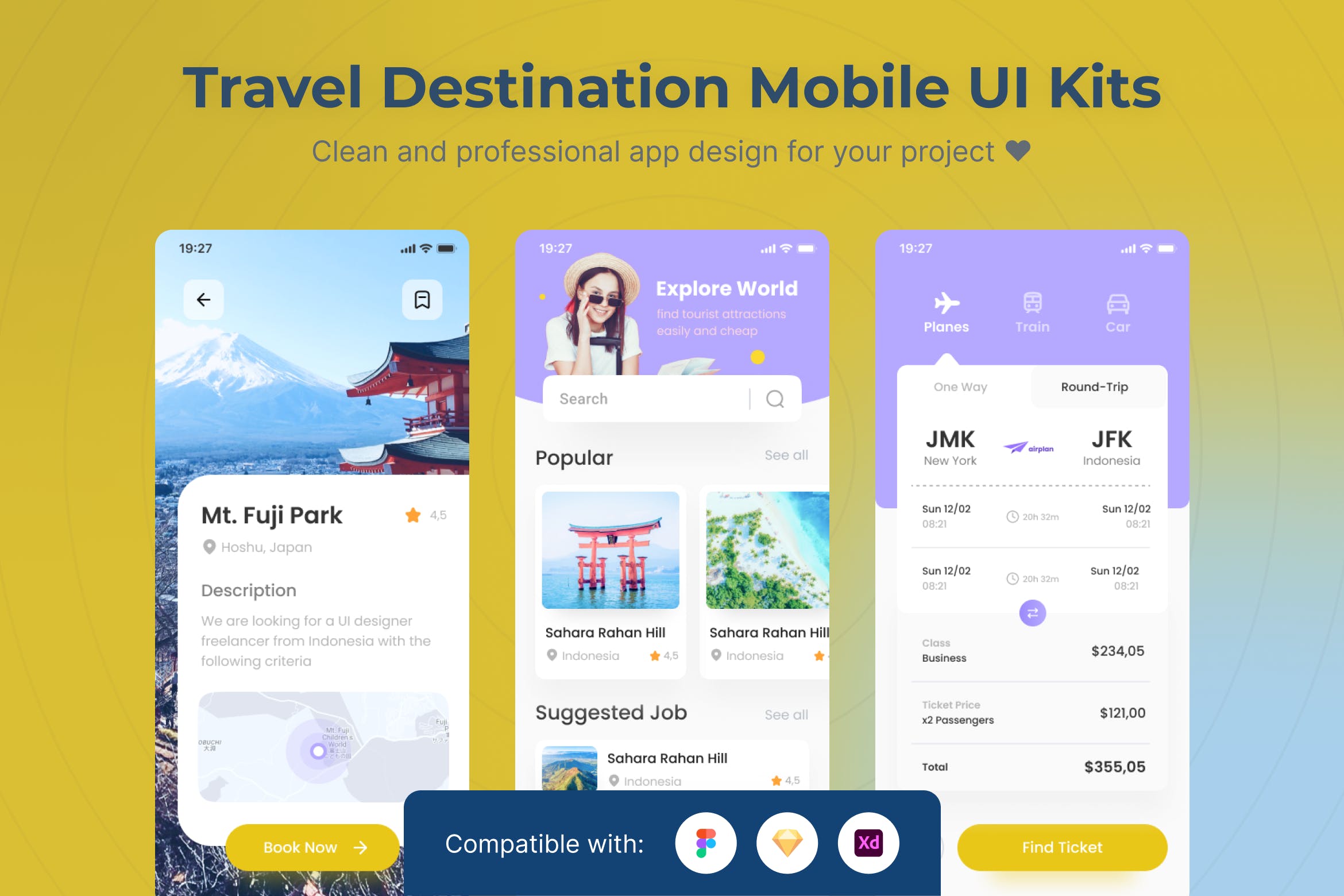 旅游景点App移动应用UI套件模板 Travel Destination Mobile App UI Kits Template APP UI sucaiwan.com