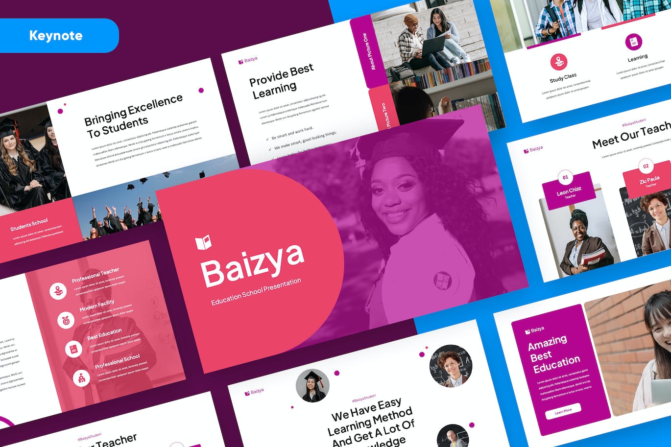 大学教育文案Keynote幻灯片模板下载 BAIZYA – Education Keynote 幻灯图表 sucaiwan.com