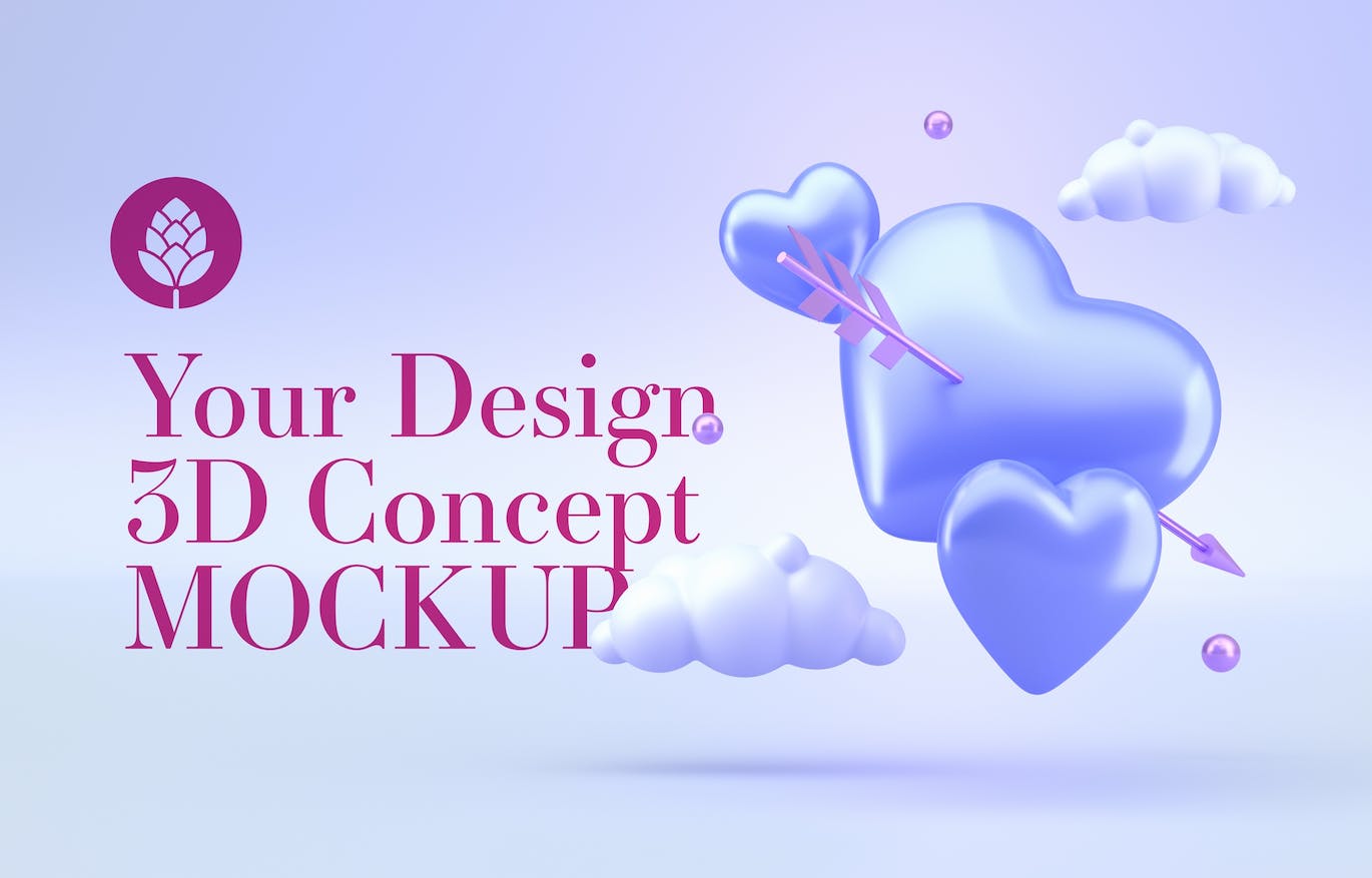 情人节3D礼品装饰概念样机图psd素材 Set Valentine’s Day Concept Mockup 图片素材 sucaiwan.com