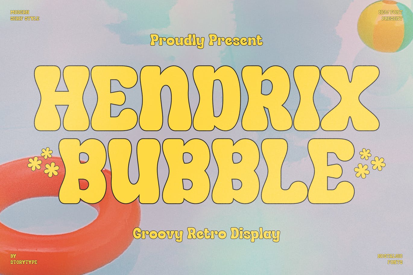 经典复古风格字体素材 Hendrix Bubble Groovy Retro Display 设计素材 sucaiwan.com