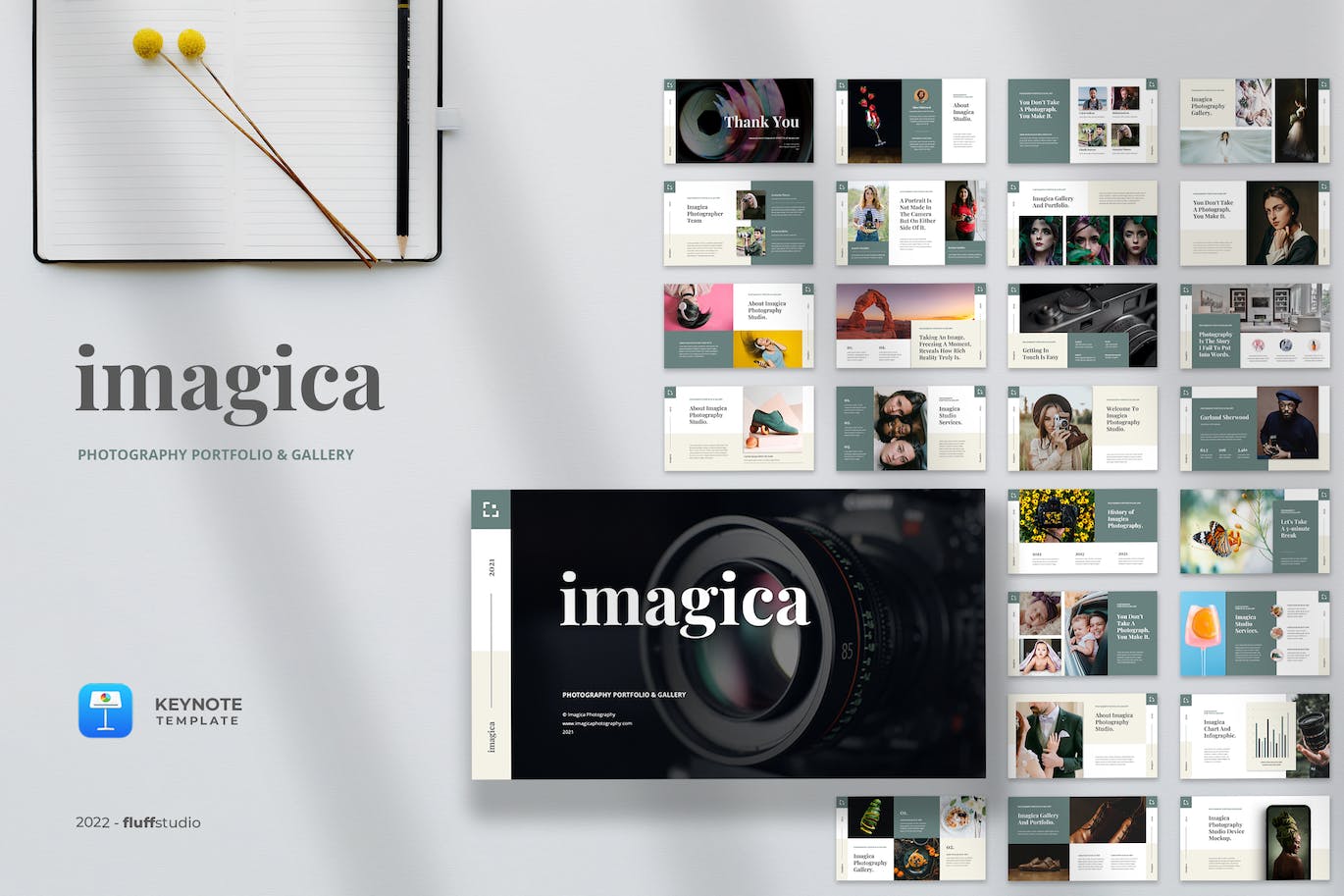 摄影业务Keynote幻灯片演示模板 Imagica – Photography Keynote Template 幻灯图表 sucaiwan.com