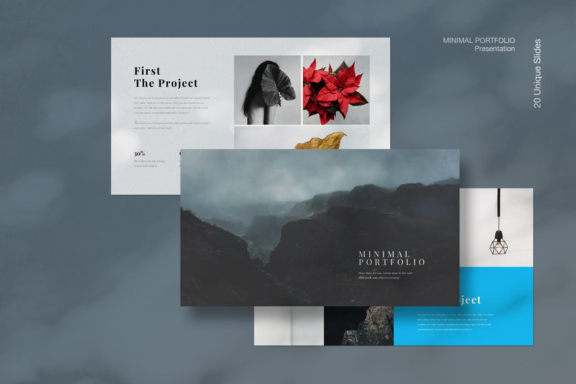 代表作品集Google幻灯片模板下载 Portfolio Google Slides Template 幻灯图表 sucaiwan.com