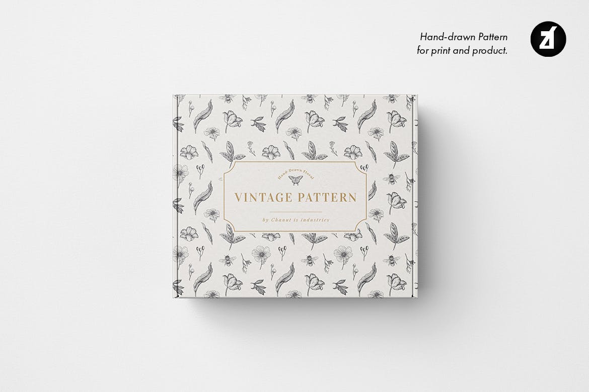 郁金香&罂粟复古插画和图案 Tulip and poppy vintage illustration and pattern 图片素材 sucaiwan.com