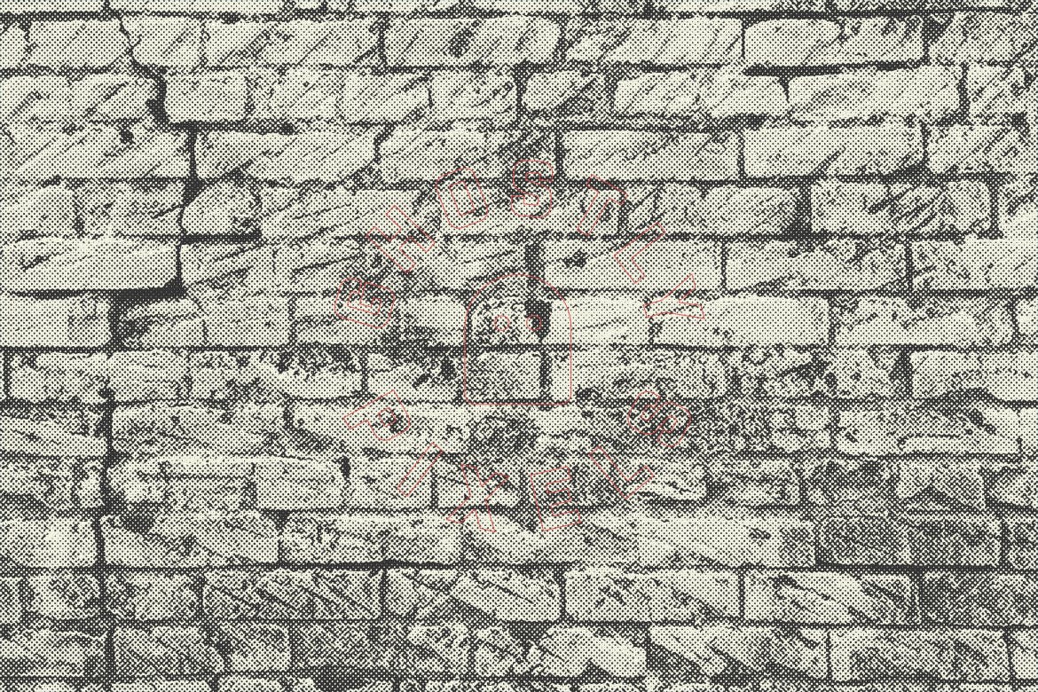 半色调砖墙&石墙纹理 Halftone Brick & Stone Wall Textures 图片素材 sucaiwan.com