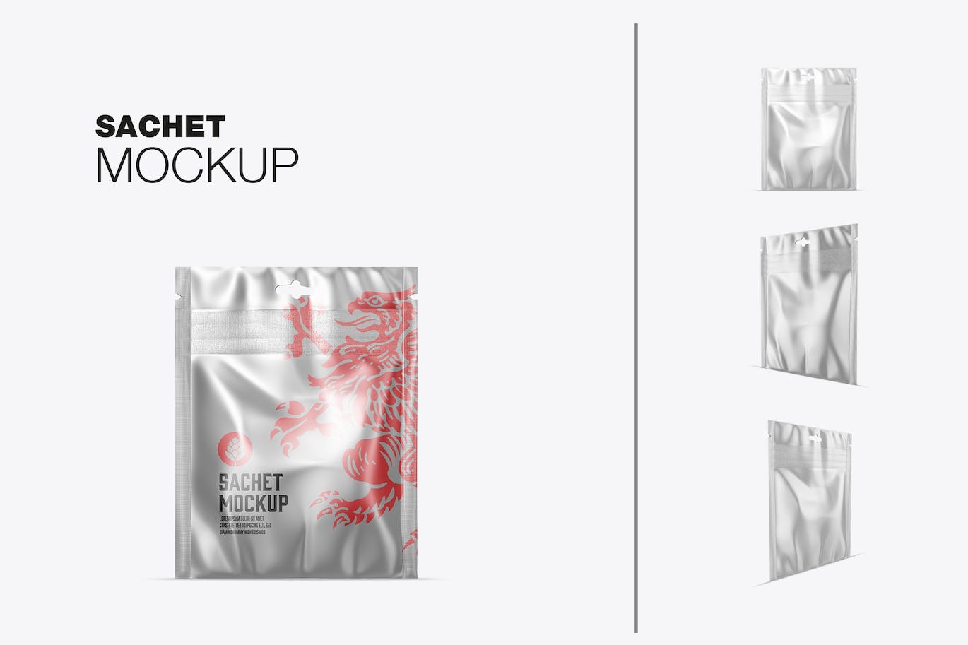 金属小袋包装设计样机图 Metallic Sachet Mockup 样机素材 sucaiwan.com