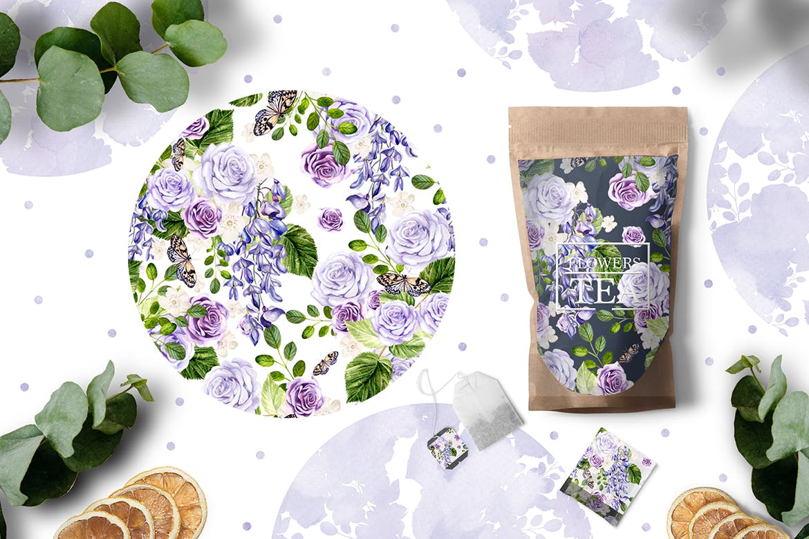 12个水彩花朵图案素材 12 Watercolor Patterns 图片素材 sucaiwan.com