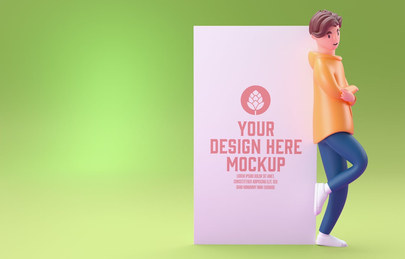 3D人物白板屏幕&手机样机图psd素材 Set People with white Board and Mobile Mockup 样机素材 sucaiwan.com