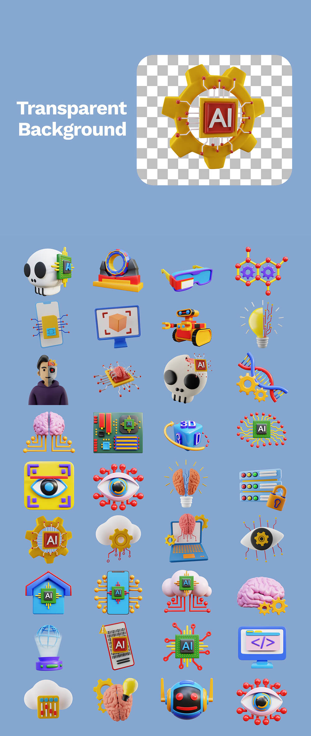 3D人工智能图标插画素材 图标素材 sucaiwan.com