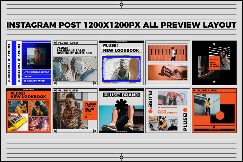 PLUSE! 大胆新潮现代抽象简约时髦错版文字社交媒体PSD模板 图片素材 第8张-素材湾丨精选海外优质设计素材资源 PLUSE! 大胆新潮现代抽象简约时髦错版文字社交媒体PSD模板 图片素材 sucaiwan.com