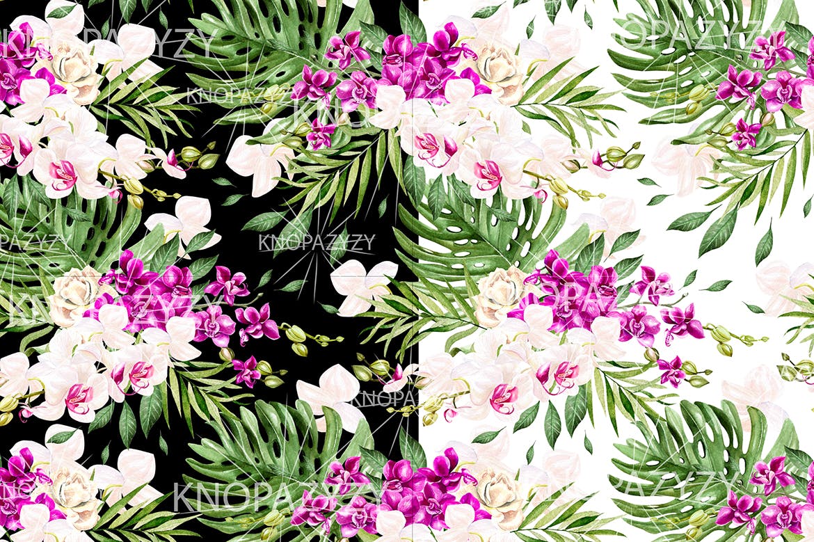 手绘水彩花卉叶子图案素材 Hand Drawn Watercolor 14 PATTERNS 图片素材 sucaiwan.com