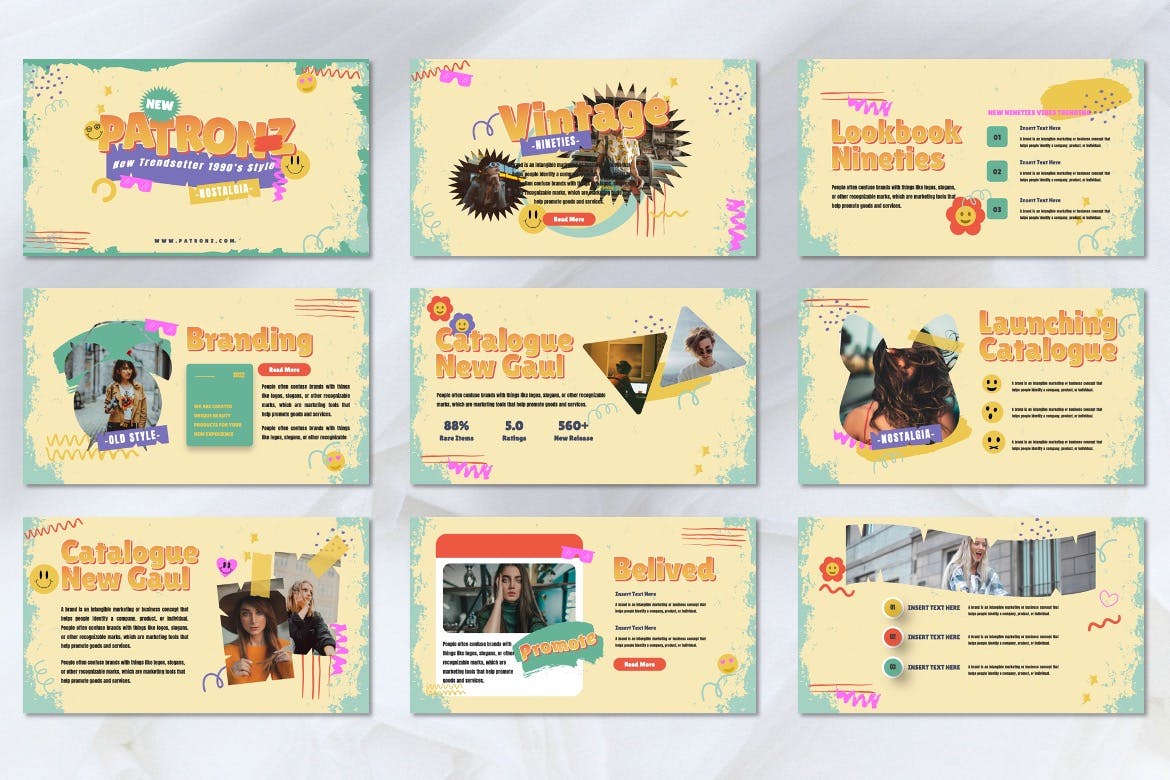 复古风格PPT幻灯片设计模板 Patronz – Retros Powerpoint Template 幻灯图表 sucaiwan.com