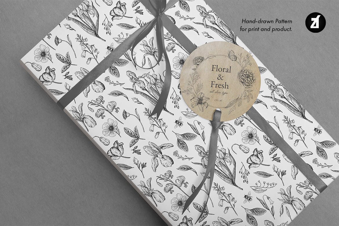 鸢尾花&百合复古插画和图案 Iris and lily vintage illustration and pattern 图片素材 sucaiwan.com