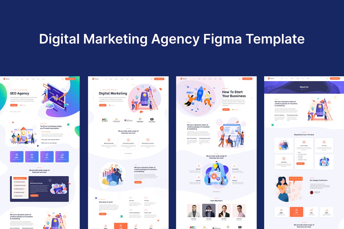 数字营销机构网站布局UI设计fig模板 Digital Marketing Agency Figma Template APP UI sucaiwan.com