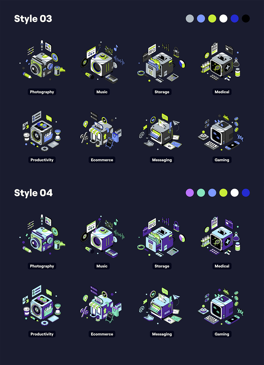 8个类别等距矢量插画套件 设计素材 sucaiwan.com