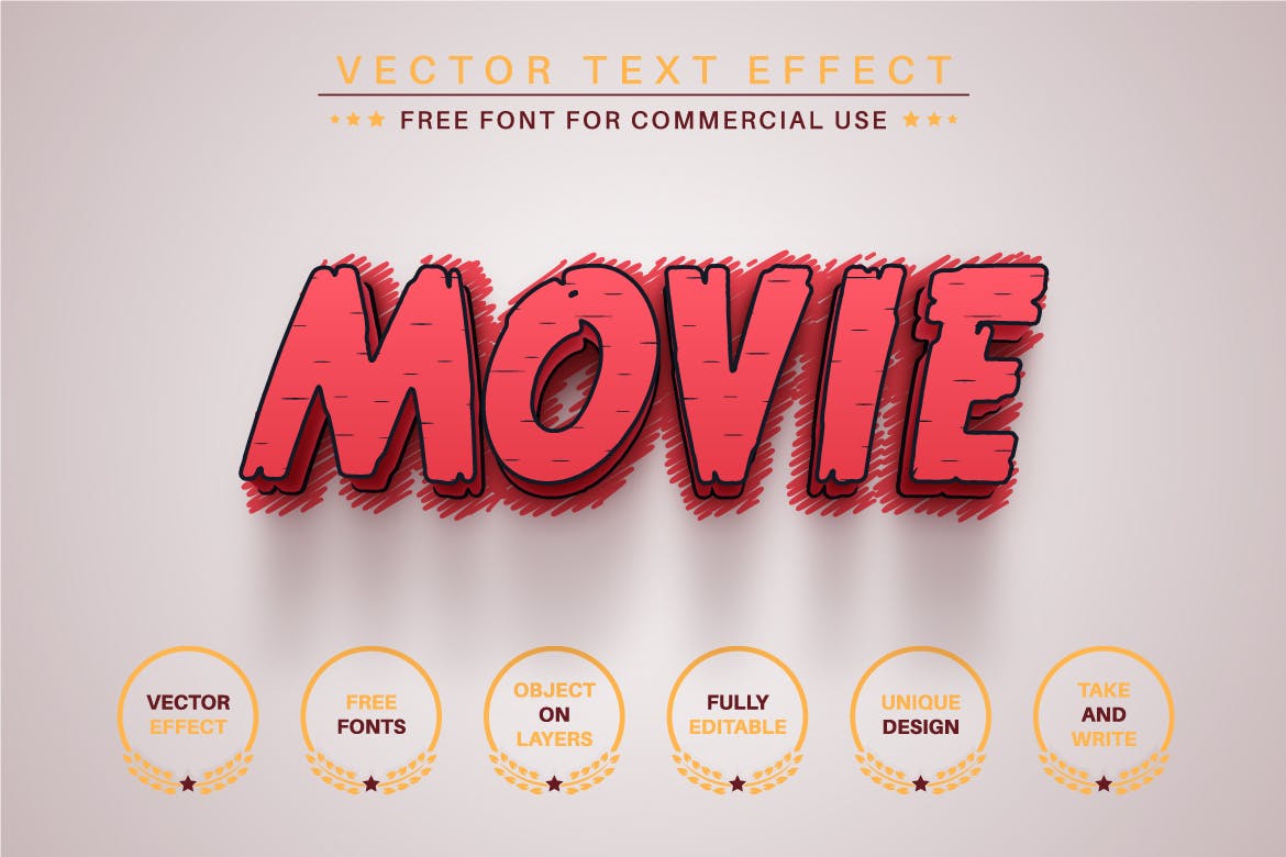 红色线条矢量文字效果字体样式 Pink Heart – Editable Text Effect, Font Style 插件预设 sucaiwan.com