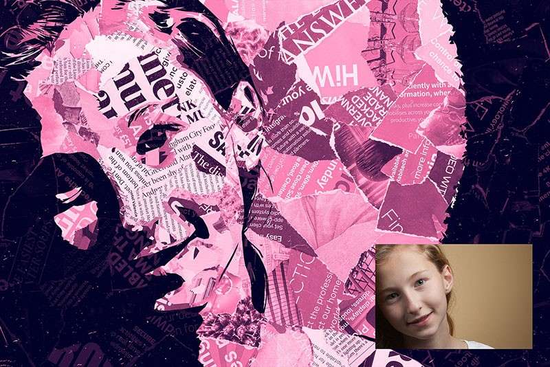 剪报杂志拼贴画效果PS图层样式 插件预设 sucaiwan.com