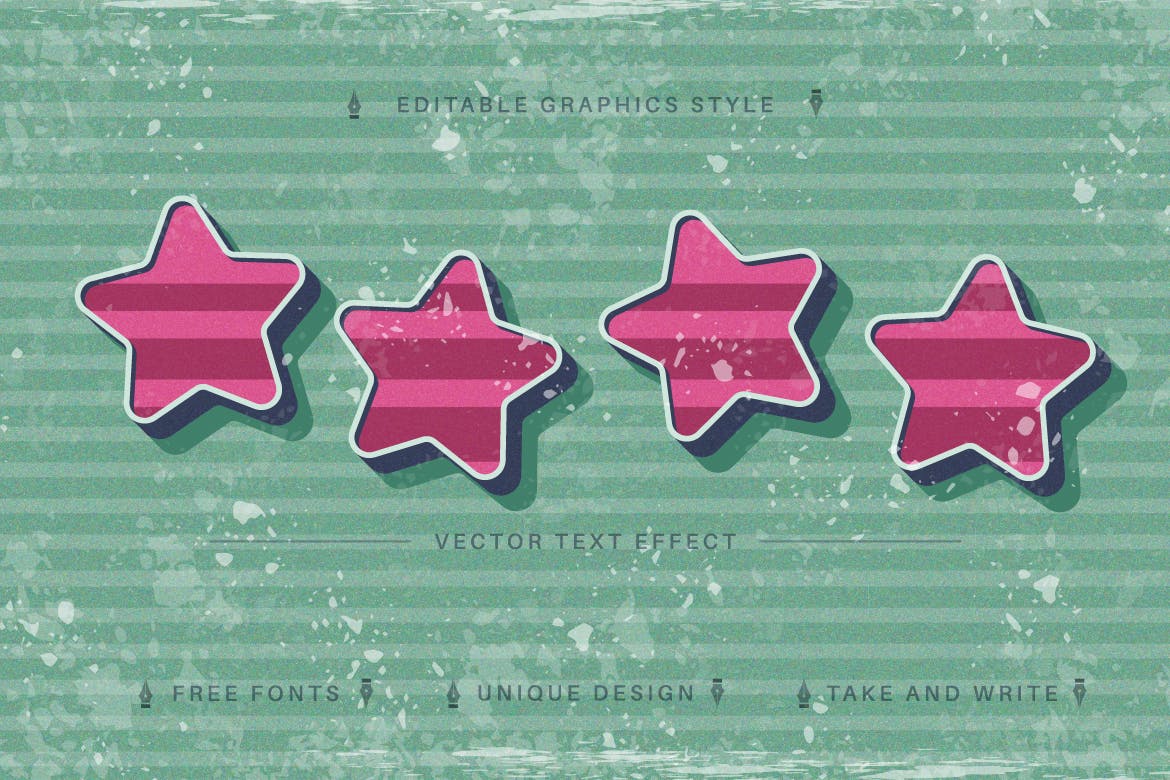 复古粉色矢量文字效果字体样式 Retro Pink – Editable Text Effect, Font Style 插件预设 sucaiwan.com