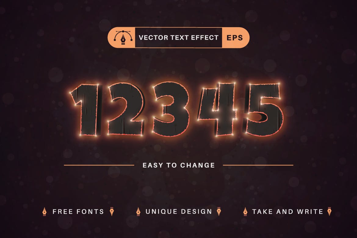 火苗余烬矢量文字效果字体样式 Ember – Editable Text Effect, Font Style 插件预设 sucaiwan.com