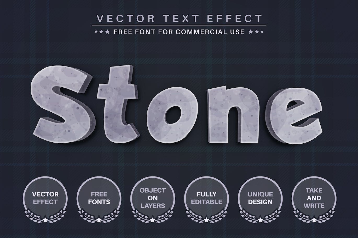 石材纹理矢量文字效果字体样式 Stone Texture – Editable Text Effect, Font Style 插件预设 sucaiwan.com
