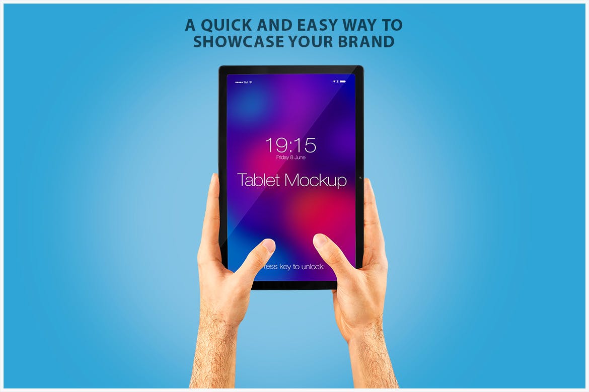 双手使用场景iPad平板电脑样机 Tablet Mockup in Hand Template 样机素材 sucaiwan.com