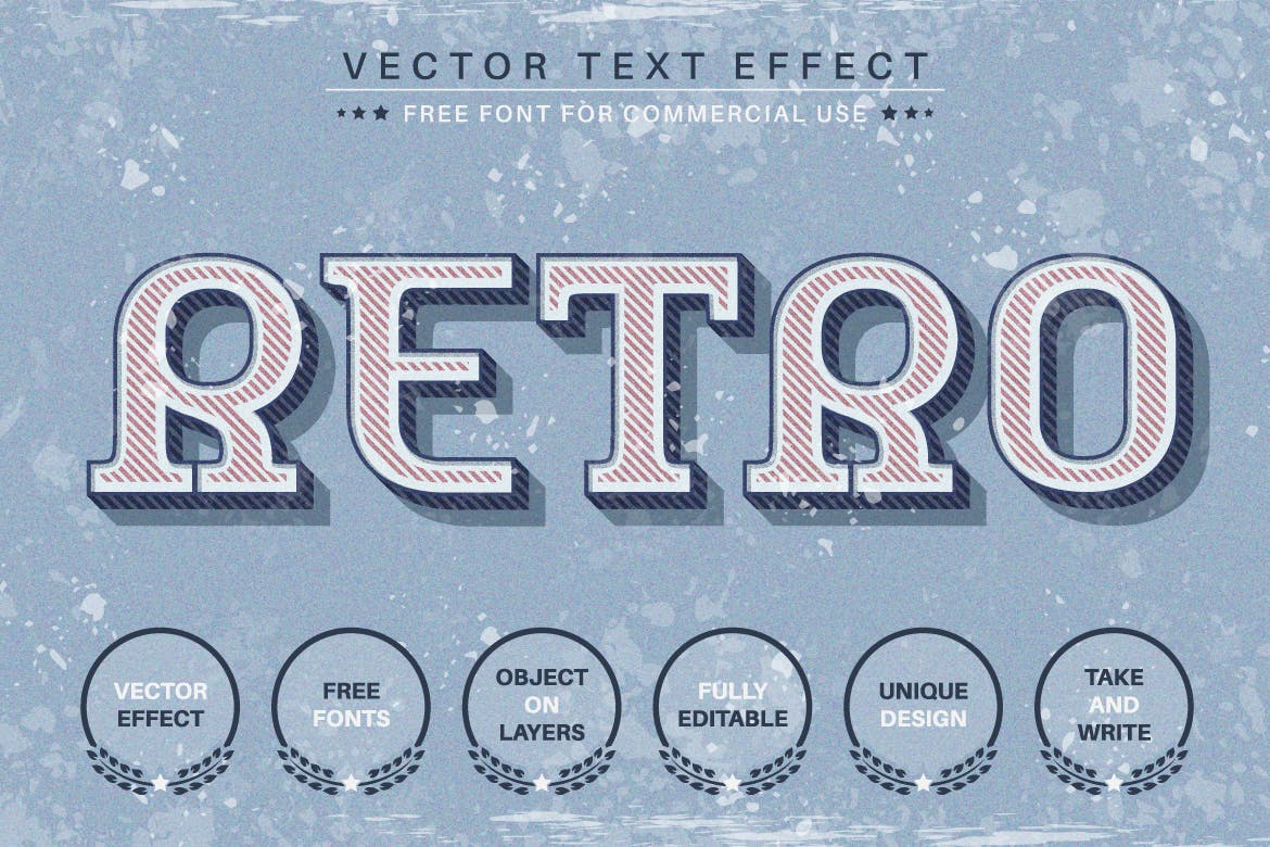 经典复古矢量文字效果字体样式 Classic Retro – Editable Text Effect, Font Style 插件预设 sucaiwan.com