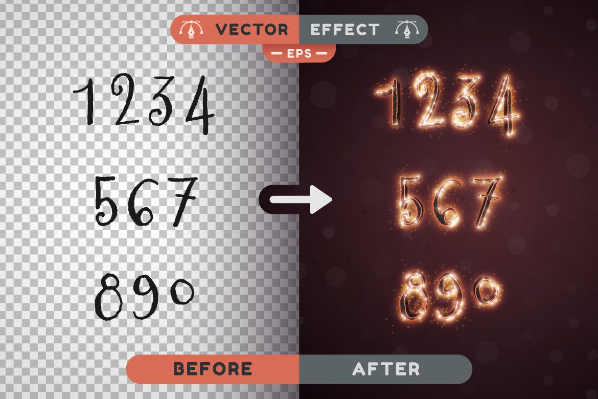 火花矢量文字效果字体样式 Hell Sparkle – Editable Text Effect, Font Style 插件预设 sucaiwan.com