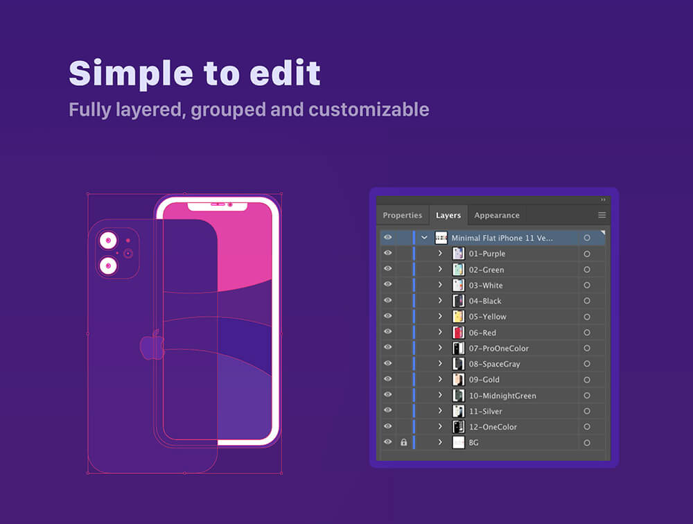 极简平面 iPhone 11 & 11 Pro矢量插画集 图片素材 sucaiwan.com
