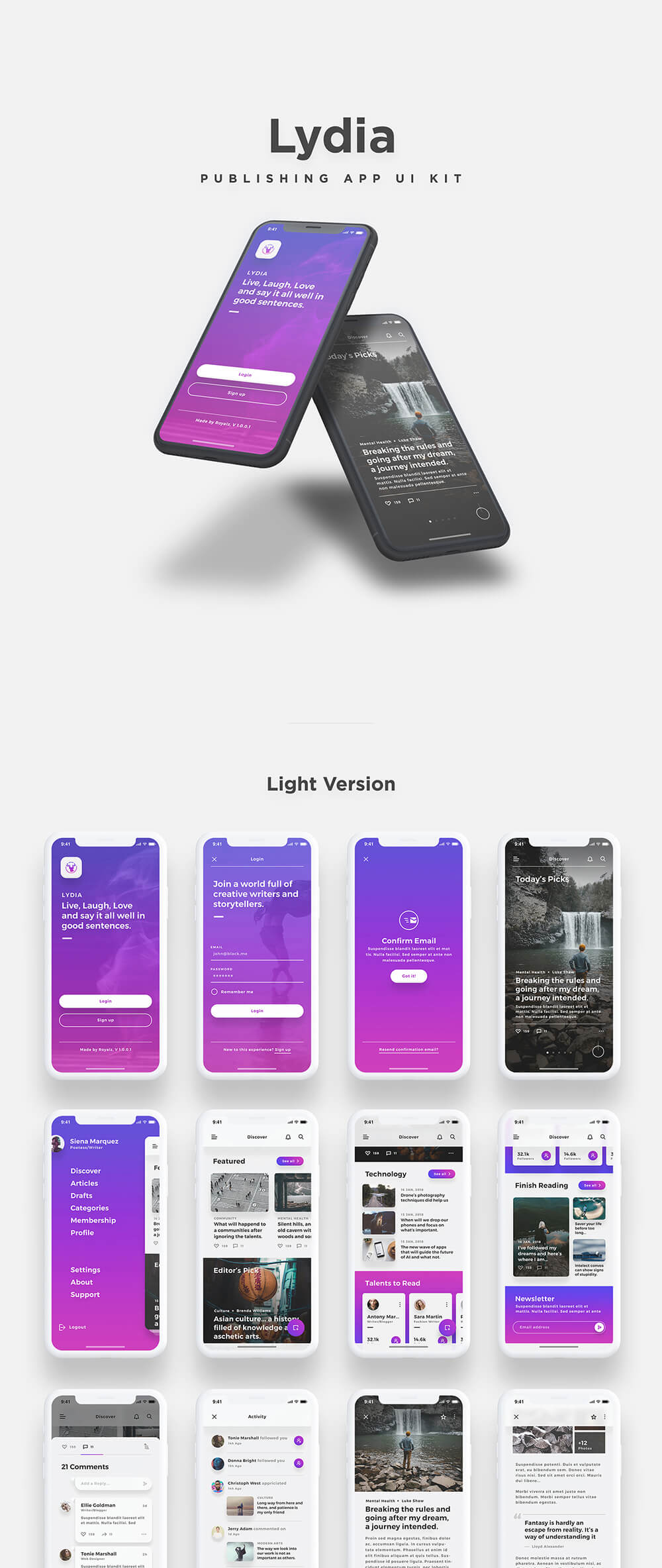 美学博客和出版App应用程序UI套件 APP UI sucaiwan.com