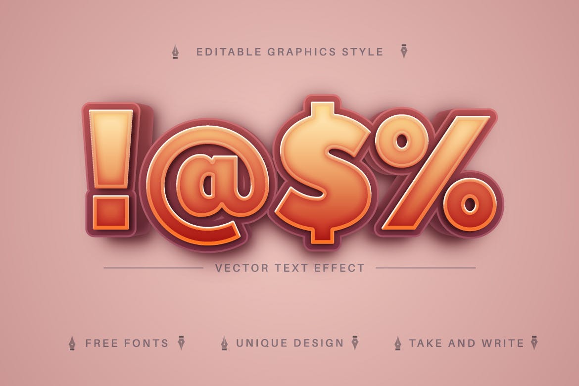 阴影3D矢量文字效果字体样式 Good 3D – Editable Text Effect, Font Style 插件预设 sucaiwan.com