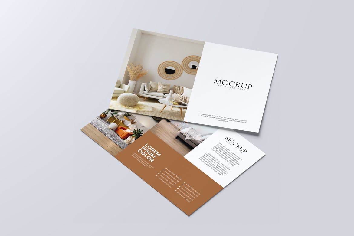 横版产品传单设计样机图 Landscape Flyer Mockup 样机素材 sucaiwan.com
