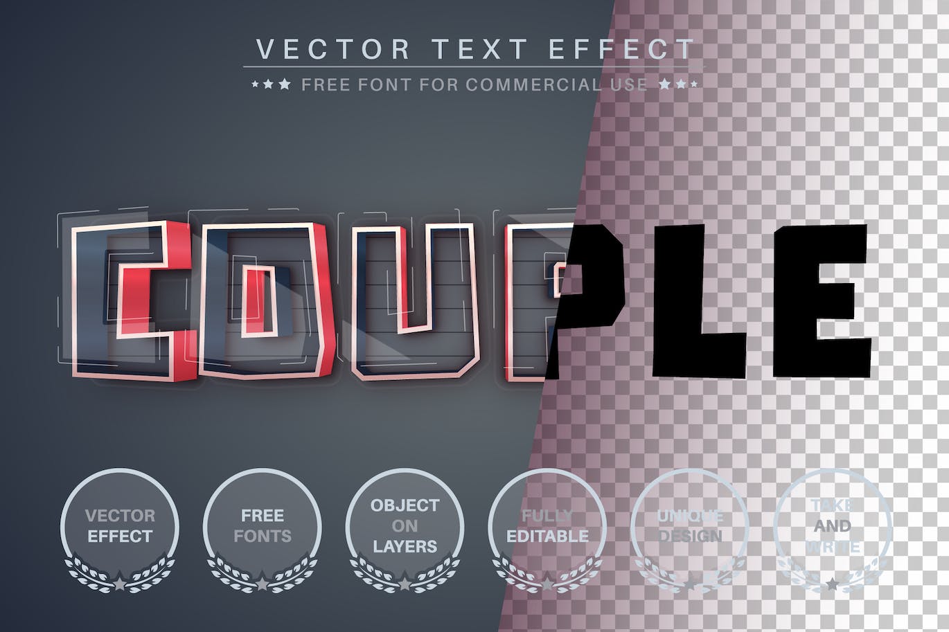 立体塑料感矢量文字效果字体样式 Plastic Stroke – Editable Text Effect, Font Style 插件预设 sucaiwan.com