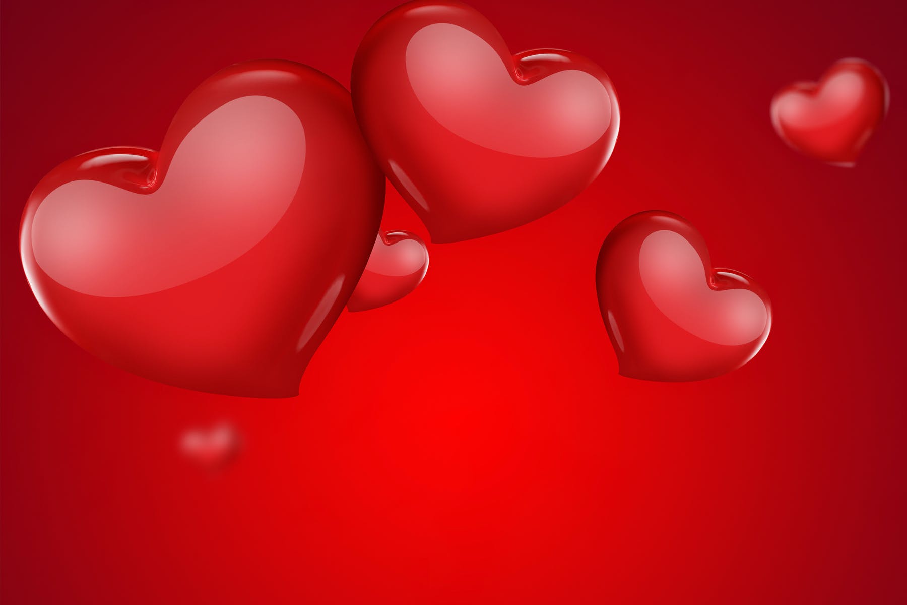 明亮红色心形浪漫情人节背景 Romantic Background with Bright Red Hearts 图片素材 sucaiwan.com