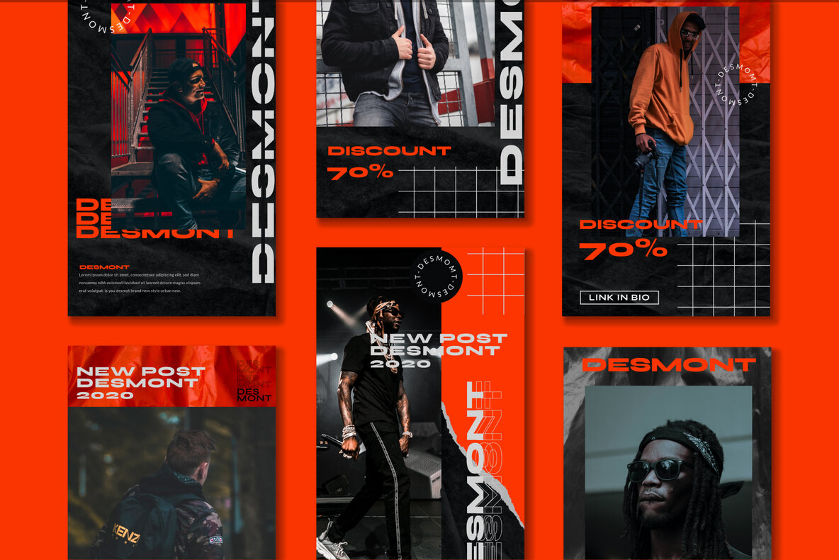 潮流现代橘色社交撕纸竖屏错版文字PSD模板 Desmont – Instagram Template 设计素材 第9张-素材湾丨精选海外优质设计素材资源 潮流现代橘色社交撕纸竖屏错版文字PSD模板 Desmont – Instagram Template 设计素材 sucaiwan.com