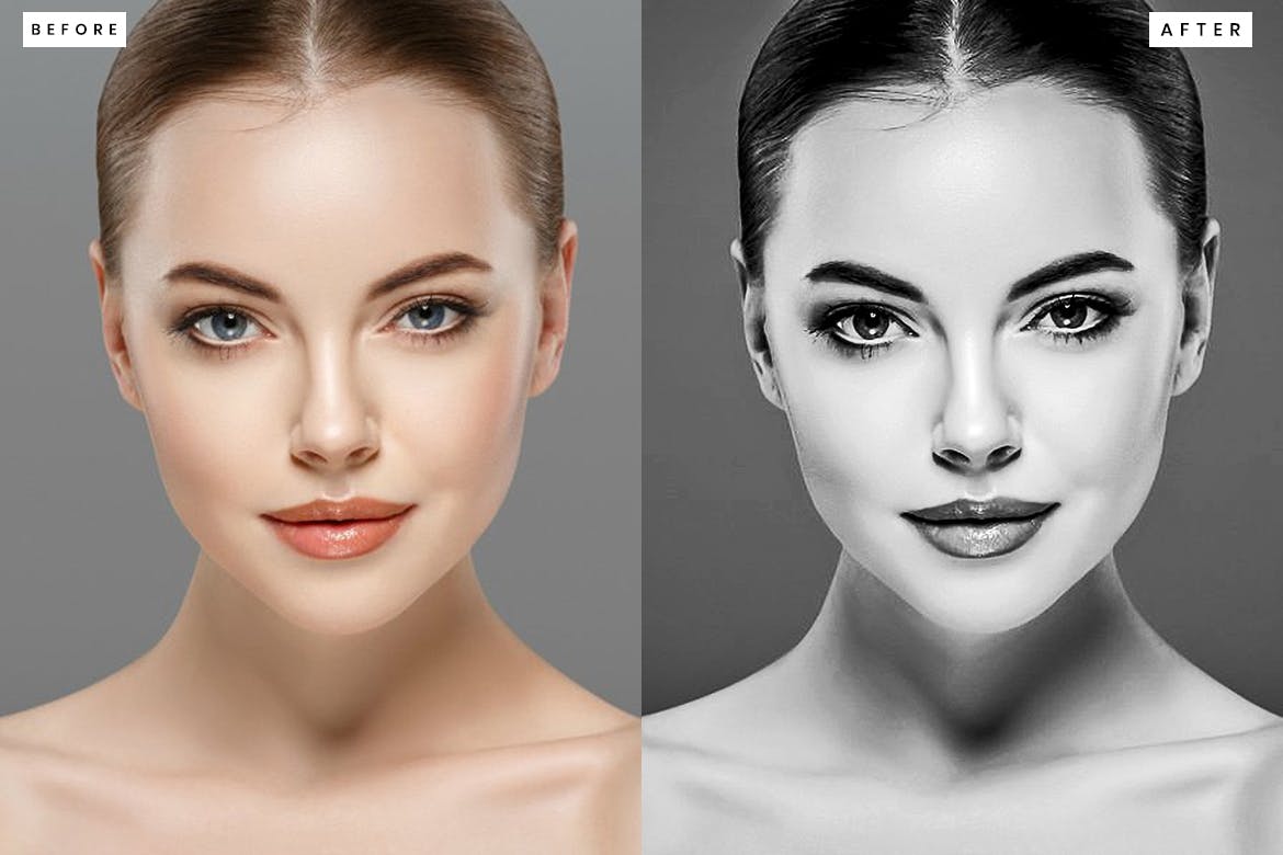 HDR黑白效果照片处理PS动作 HDR B&W Photoshop Action 插件预设 sucaiwan.com