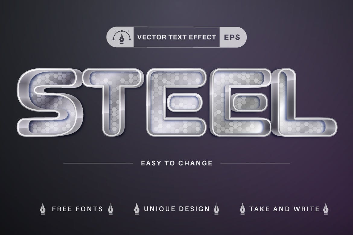 10种金属矢量文字效果字体样式 Set 10 Metal Editable Text Effects, Font Styles 插件预设 sucaiwan.com