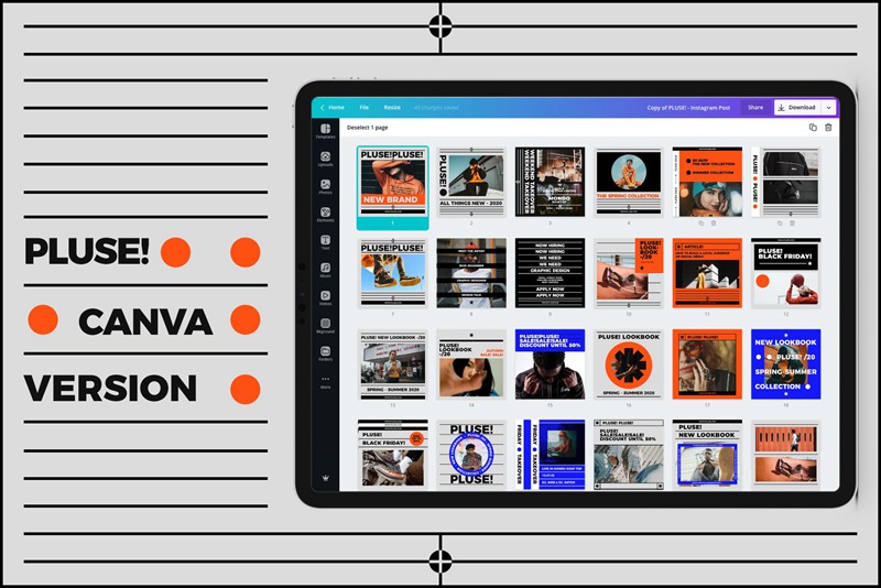 PLUSE! 大胆新潮现代抽象简约时髦错版文字社交媒体PSD模板 图片素材 第3张-素材湾丨精选海外优质设计素材资源 PLUSE! 大胆新潮现代抽象简约时髦错版文字社交媒体PSD模板 图片素材 sucaiwan.com