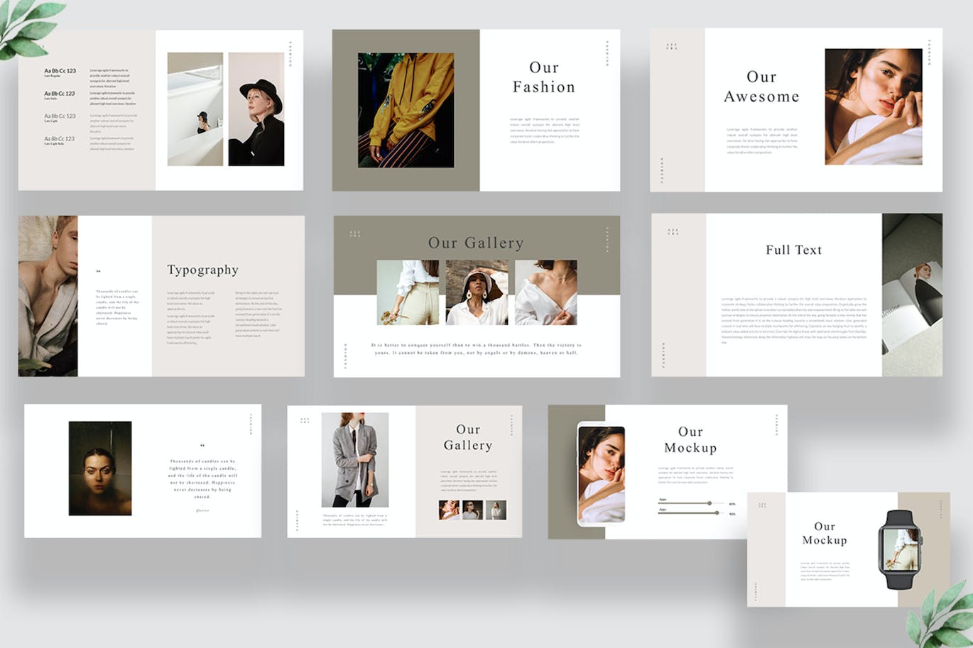 Lookbook时装图册谷歌幻灯片创意模板 Azzura Lookbook Google Slides 幻灯图表 sucaiwan.com