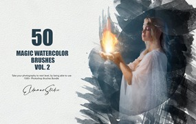 50个魔法水彩ps笔刷v2 50 Magic Watercolor Brushes – Vol. 2