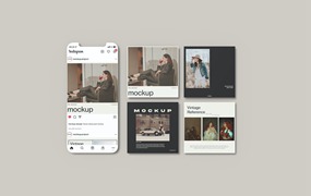 社交媒体Instagram手机屏幕样机psd模板 Social Media Instagram Mockup