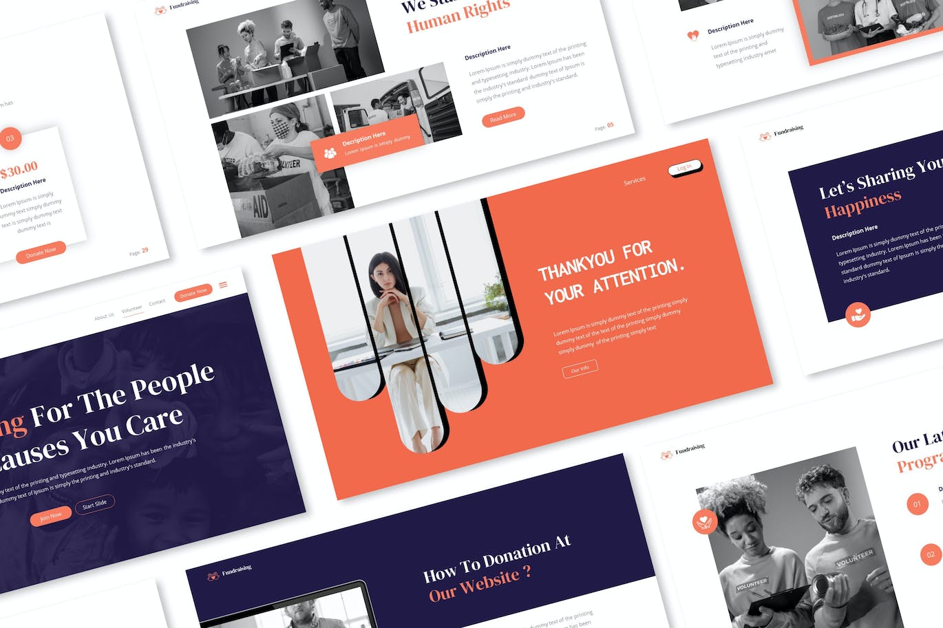 慈善筹款活动谷歌幻灯片演示模板 Charity Fundraising Google Slides 幻灯图表 sucaiwan.com