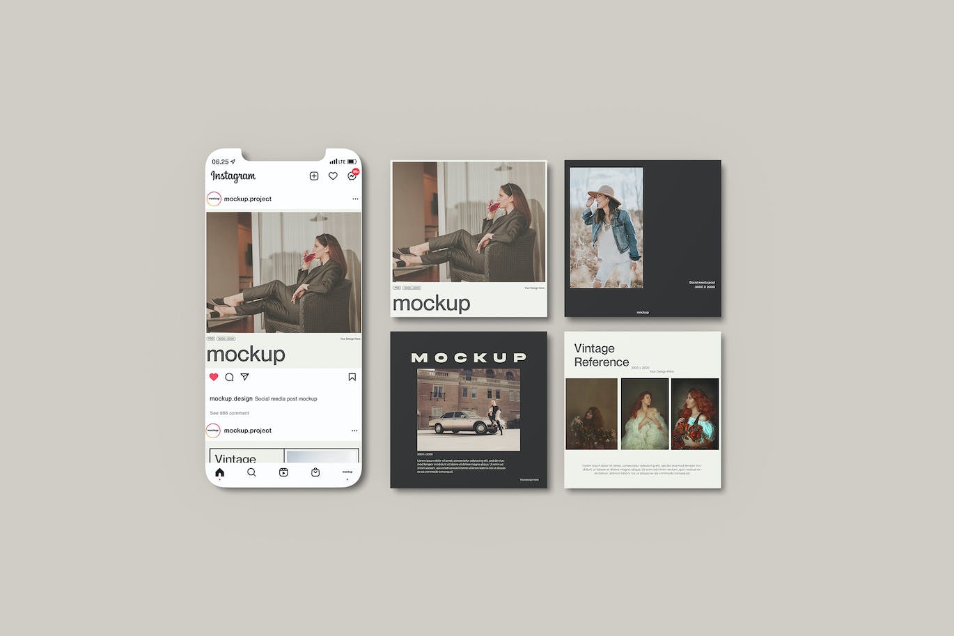 社交媒体Instagram手机屏幕样机psd模板 Social Media Instagram Mockup 样机素材 sucaiwan.com
